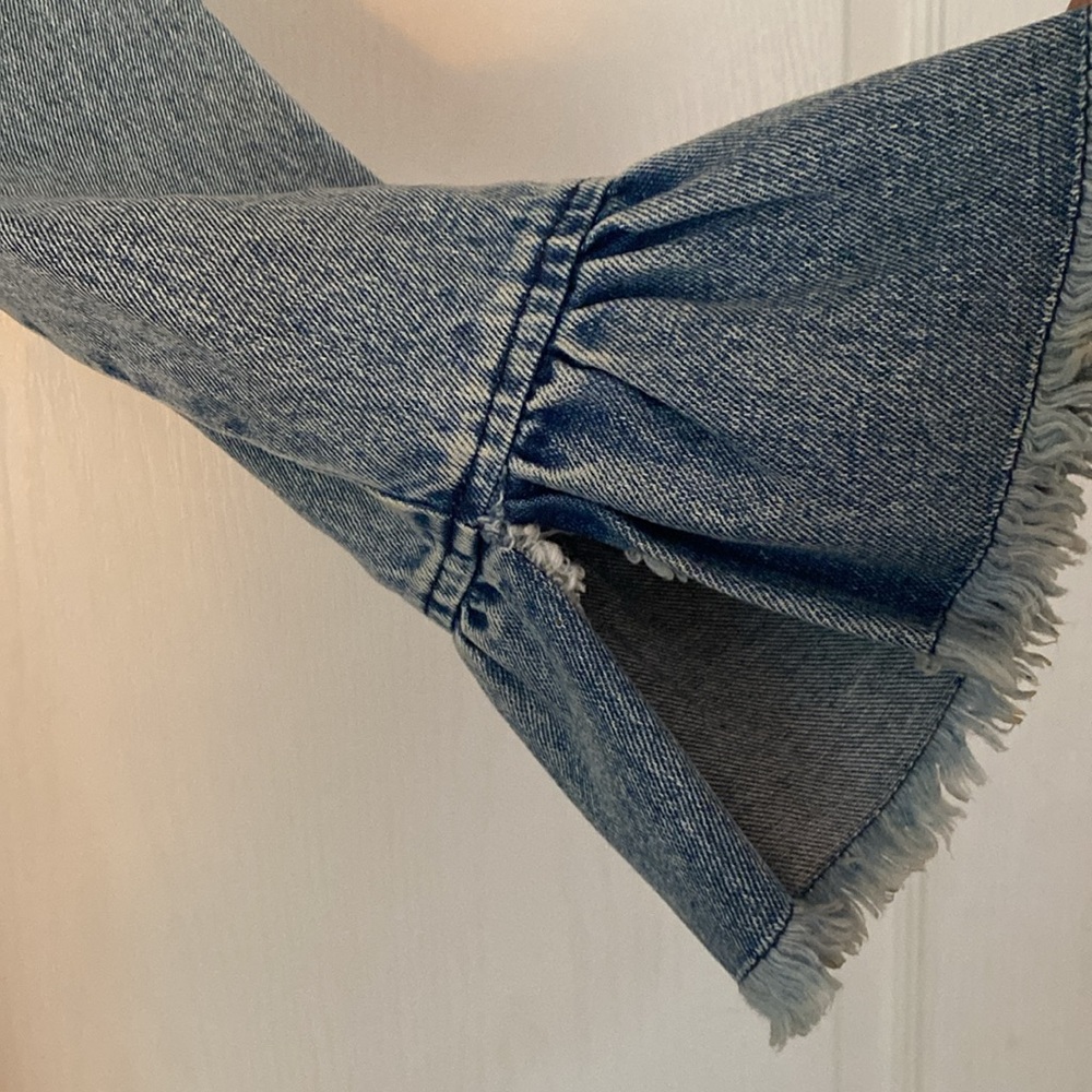Denim Button-Up Dress with Ruffle Hem - Picture 3 of 4
